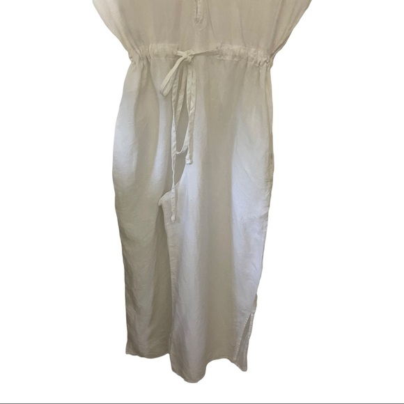 Cloth & Stone linen double V-neck jumpsuit. Drawstring waist size X-Small White - Picture 4 of 10